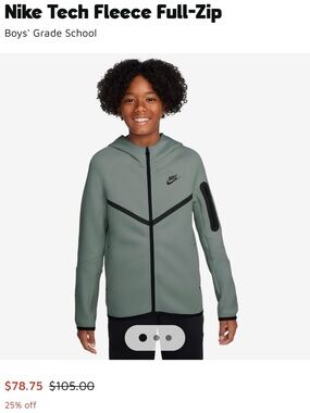 Nike Sage Green and Black Tech Fleece Full-Zip Hoodie